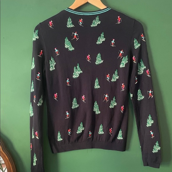 Talbots Womens P‎ Holiday Christmas Ski Sweater Cardigan Beaded & Embroidered - Picture 8 of 9